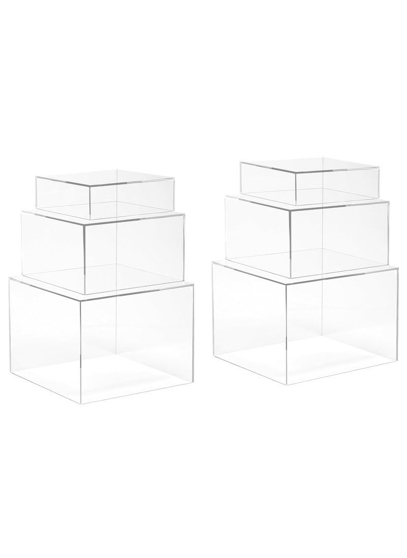Rose - Buffet Risers, Food Risers for Buffet Table, Display Stand Shelf for Catering Dessert Collectibles, Acrylic Cube Display Nesting Risers with Hollow Bottoms Clear - Image 1