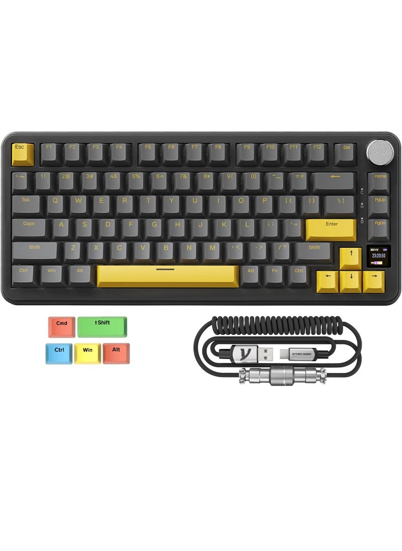 Attack Shark X85PRO Wireless Mechanical Keyboard with TFT Display and Knob, 75% QMK Gaming Keyboard with Gasket, 2.4G/BT/USB-C Wired, Hot-Swappable, 4000mAh, NKRO, RGB (Black)  - Image 1