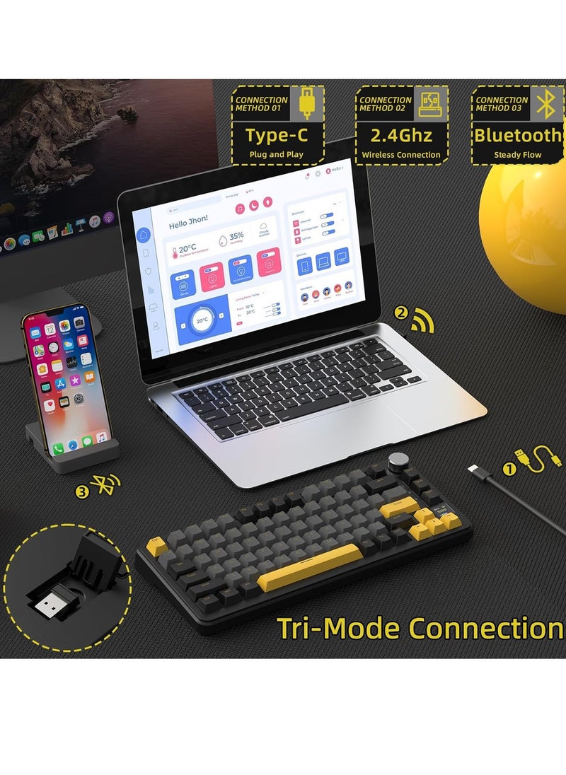 Attack Shark X85PRO Wireless Mechanical Keyboard with TFT Display and Knob, 75% QMK Gaming Keyboard with Gasket, 2.4G/BT/USB-C Wired, Hot-Swappable, 4000mAh, NKRO, RGB (Black)  - Image 3