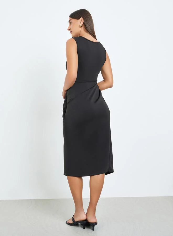 Styli  Women Black Sleeveless Bodycon Midi Dress for Women | Best Price UAE