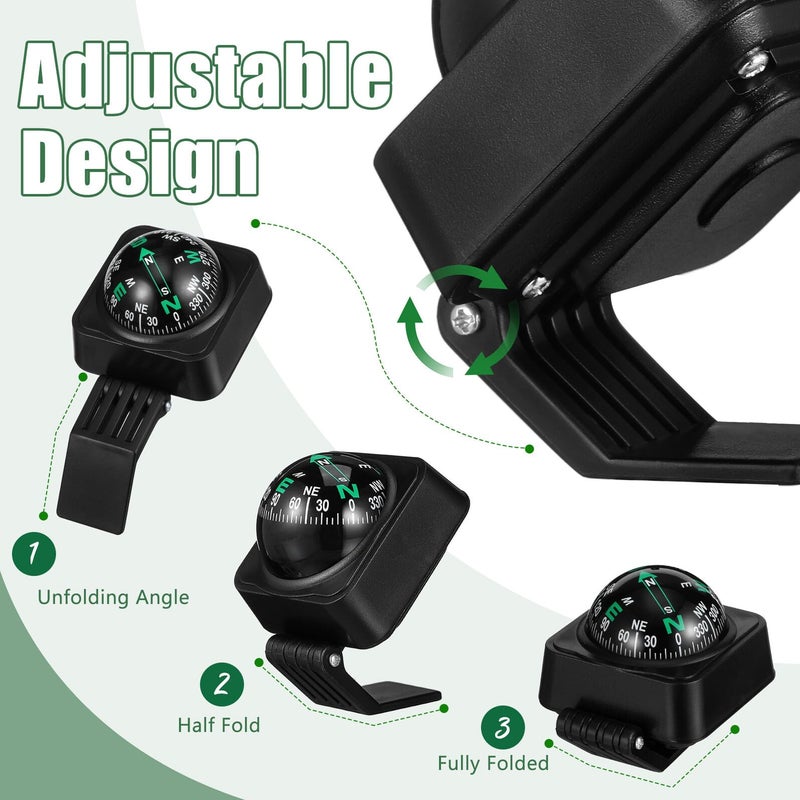 بوصلة سيارة قابلة للتعديل مع حامل للوحة القيادة لتوجيهات القيادة والملاحة الخارجية - Image 4