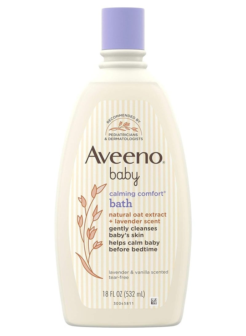 Aveeno Baby Calming Comfort Bath with Relaxing Lavender & Vanilla Scents, Hypoallergenic & Tear-Free Formula, Paraben- & Phthalate-Free, 18 Fl Oz