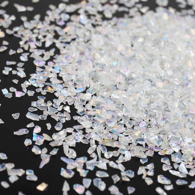 IRREGULAR CRUSHED GLASS CHIPS SPRINKLES 100G METALLIC CHUNKY GLITTER STONES FOR NAIL ART RESIN MOLD FILLER DIY CRAFTS VASE FILLER JEWELRY MAKING CRYSTAL AB