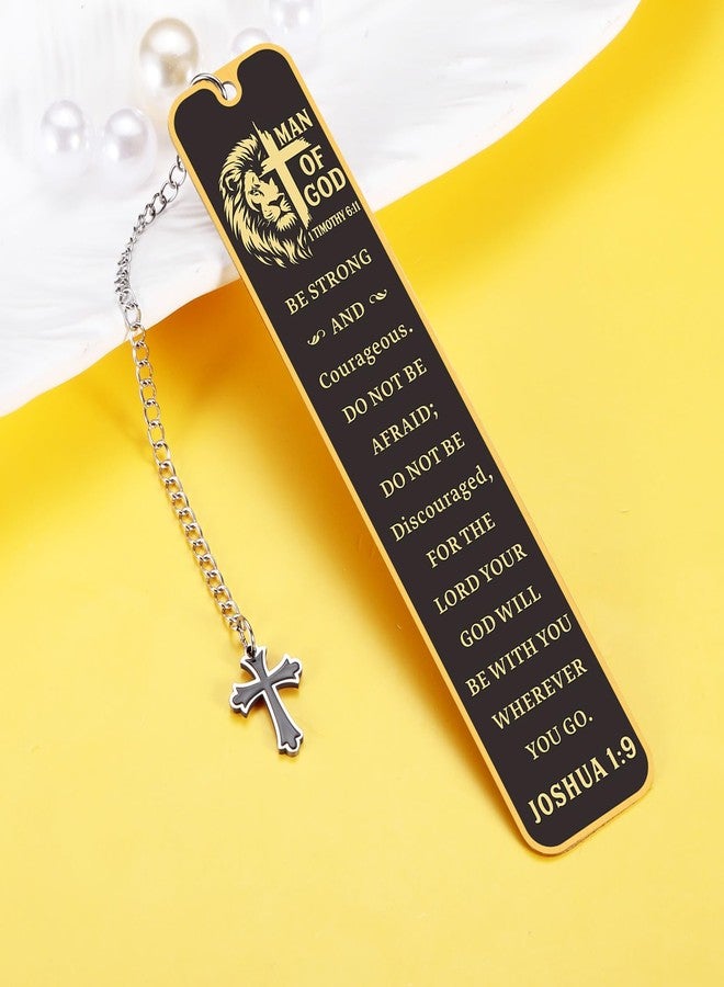 TI-EDC Christian Bookmark Man of God, Inspirational Lion Bible Verse Bookmark with Cross Pendant, Religious Scripture Verse Bookmarks for Man Accessories Church Fathers Day Baptism Easter for Pastor Men - Image 5