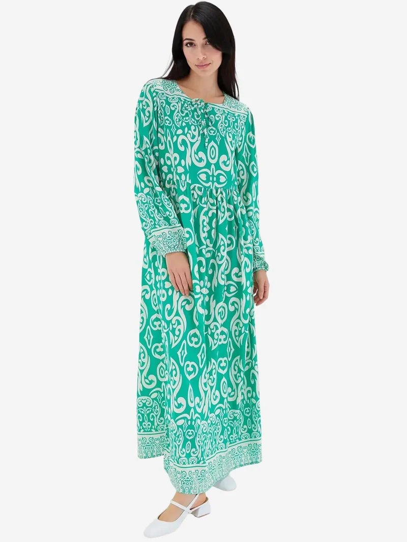 BIG DART BDART Patterned Maxi Dress with Tie Closure