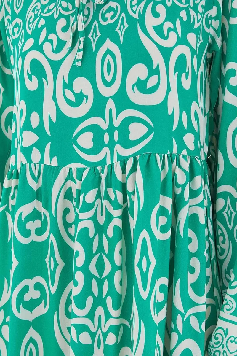 Big Dart Multicolor BDART Patterned Maxi Dress with Tie Detail for Women | Best Price UAE