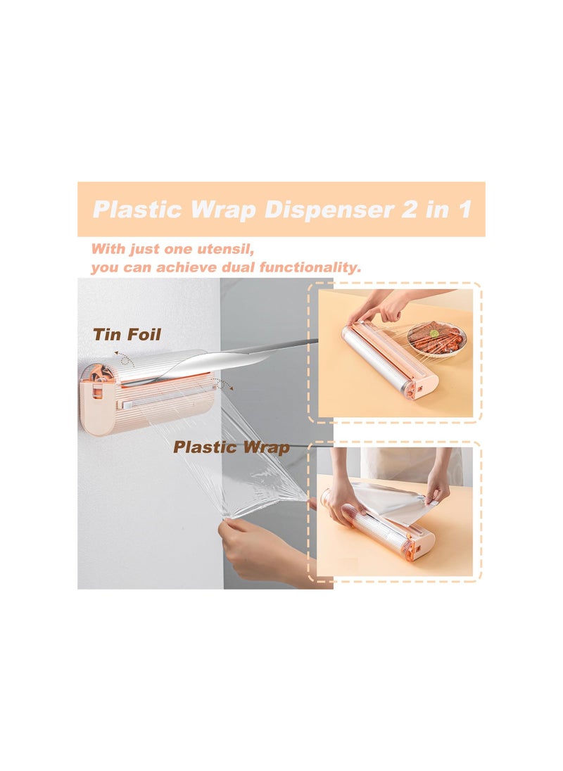 Generic - 2-in-1 Magnetic Plastic Wrap Dispenser with Cutter, Aluminum Foil and Cling Wrap Organizer for Kitchen Storage, Upgraded Refillable Cling Film Holder for Easy Access and Organization. - Image 1