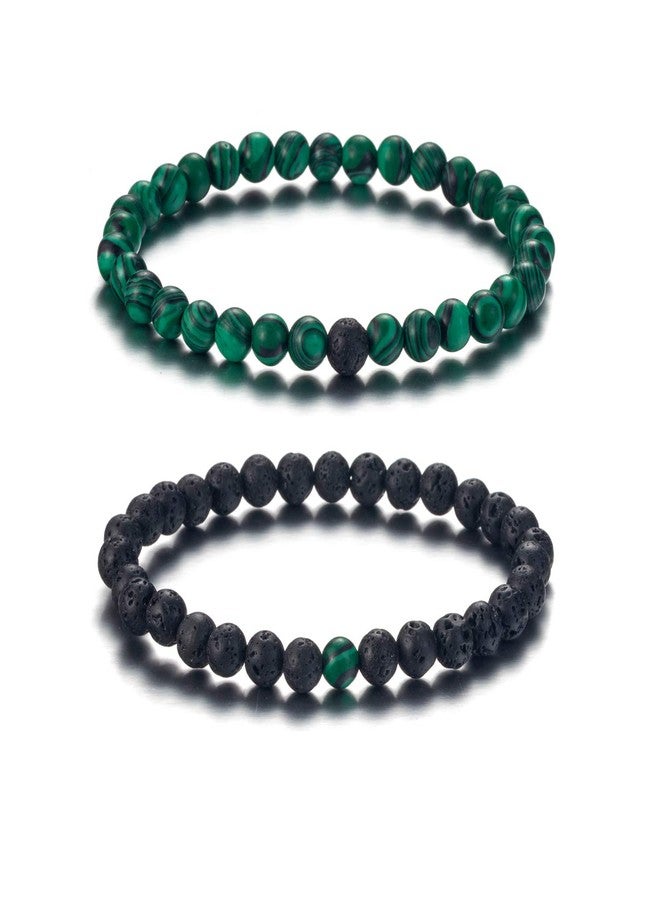 Softones 6MM Lava Rock Aromatherapy Anxiety Essential Oil Diffuser Beads Bracelet for Women Men,Friendship Couples Gifts Natural Stone Bracelets - Image 1