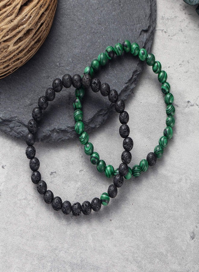 Softones 6MM Lava Rock Aromatherapy Anxiety Essential Oil Diffuser Beads Bracelet for Women Men,Friendship Couples Gifts Natural Stone Bracelets - Image 3