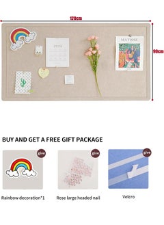 VUCATIN Felt Bulletin Board Notice Board with Push Pins for Paste Notes Photos Schedules Decorative Picture Framed Display Board for School Home Kitchen & Office Walls (Brown 90 * 120cm)  - Image 2