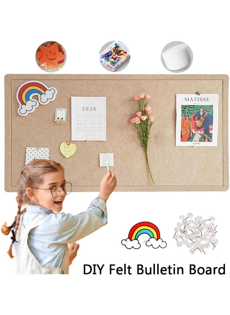 VUCATIN لوحة إعلانات من اللباد، لوحة إشعار مع دبابيس دفع للصق الملاحظات والصور والجداول الزمنية ولوحة عرض مؤطرة للصور الزخرفية للمدرسة والمنزل والمطبخ وجدران المكتب (بني، 90 * 120 سم) - Image 1