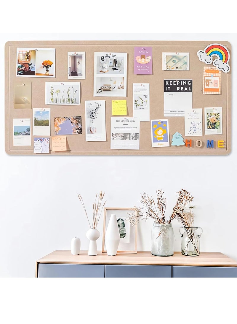 VUCATIN لوحة إعلانات من اللباد، لوحة إشعار مع دبابيس دفع للصق الملاحظات والصور والجداول الزمنية ولوحة عرض مؤطرة للصور الزخرفية للمدرسة والمنزل والمطبخ وجدران المكتب (بني، 90 * 120 سم) - Image 2