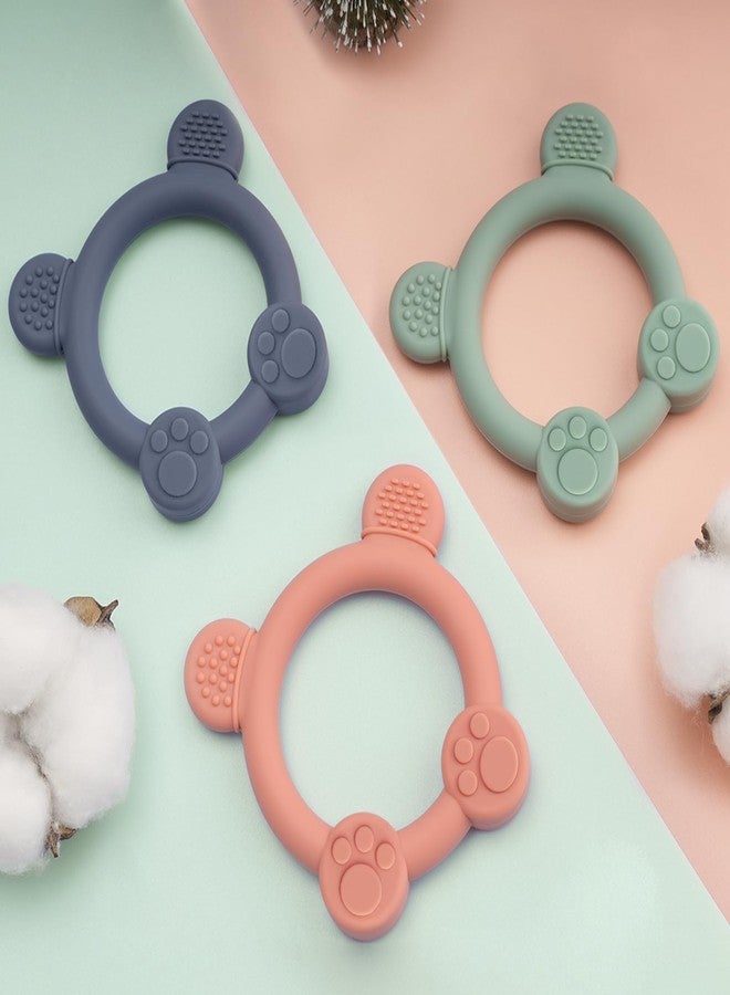 Meartchy 3 Pack Baby Teether, Bear-Shaped Silicone Teething Toys for Infants 0-24 Months, BPA-Free Chew Toys to Soothe Sore Gums (Pale Pink & Green & Blue) - Image 5