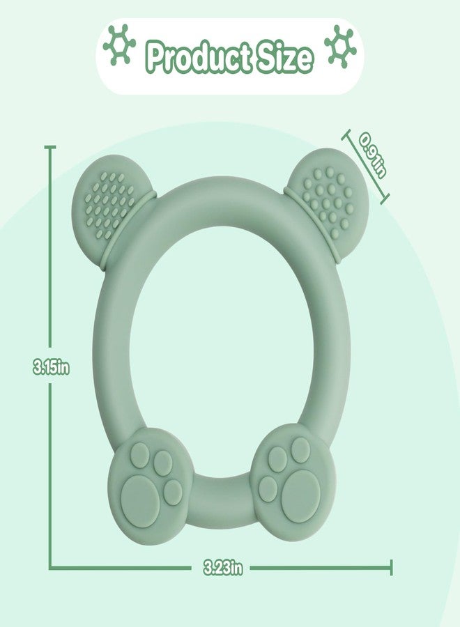 Meartchy 3 Pack Baby Teether, Bear-Shaped Silicone Teething Toys for Infants 0-24 Months, BPA-Free Chew Toys to Soothe Sore Gums (Pale Pink & Green & Blue) - Image 2