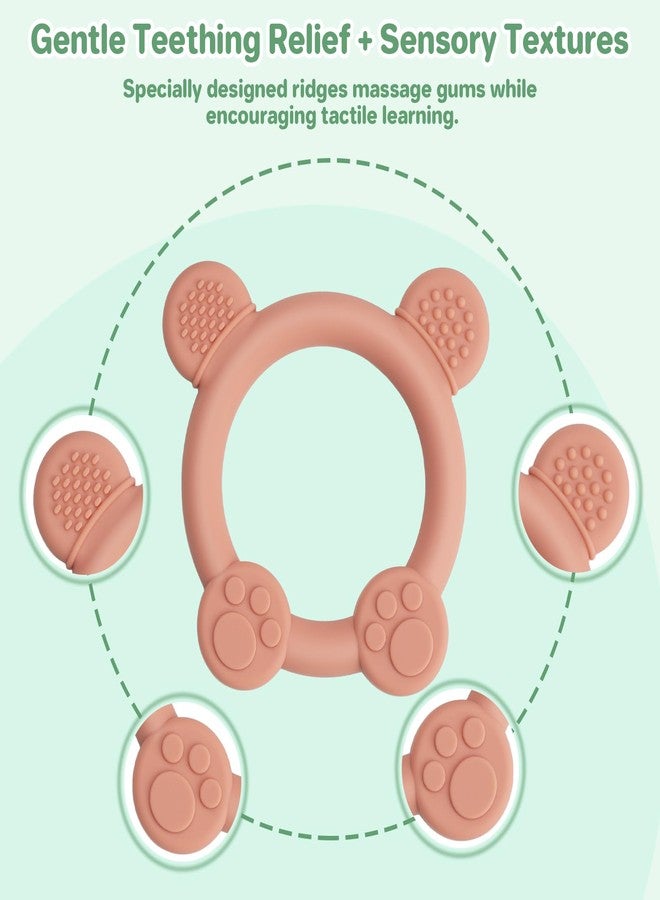 Meartchy 3 Pack Baby Teether, Bear-Shaped Silicone Teething Toys for Infants 0-24 Months, BPA-Free Chew Toys to Soothe Sore Gums (Pale Pink & Green & Blue) - Image 4