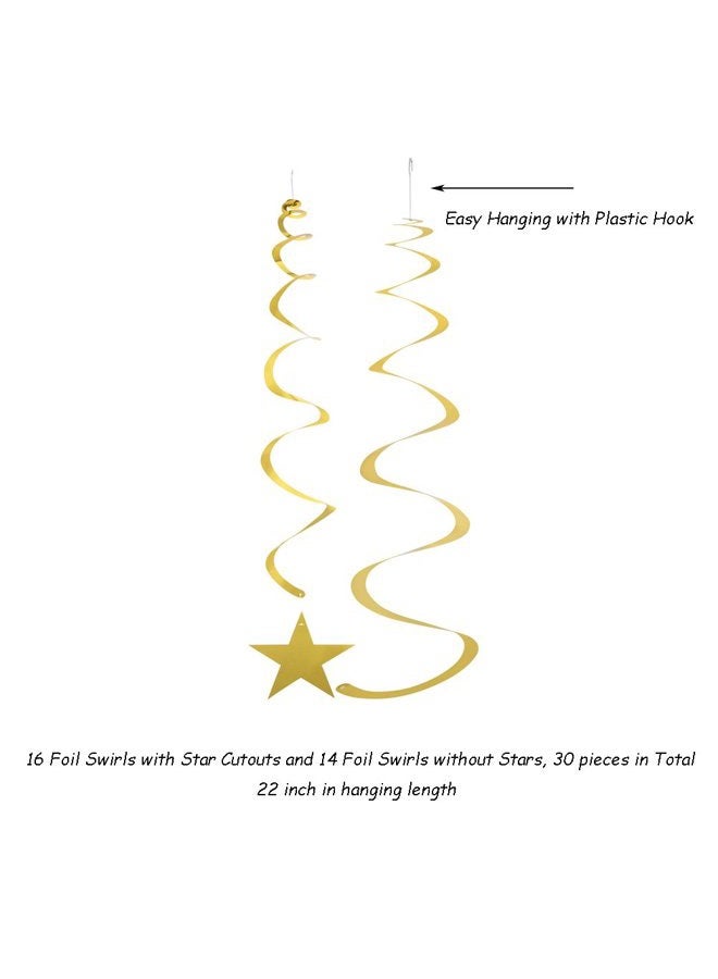 Adeer (Gold) - Gold Twinkle Stars Swirls Decorations Shiny Metallic Hanging Decorations Foil Stars Garland Wedding Favours Birthday Baby Shower Party Decorations, 30 pcs - Image 3
