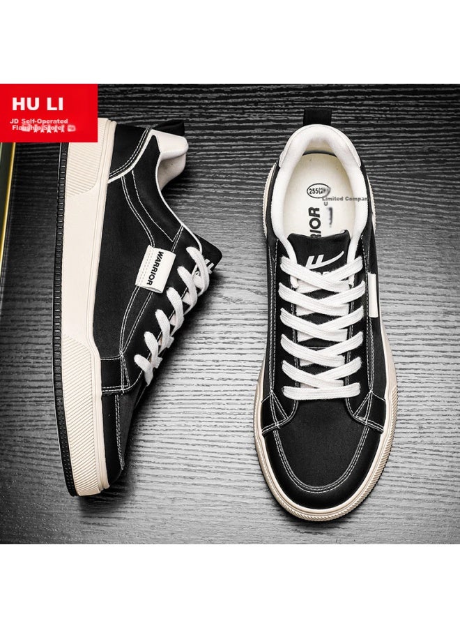 Pull Back Warrior Official Men'S Thin Fashion Breathable Canvas Shoes Men'S Classic All-Match Shoes Men Black 42 - Image 1