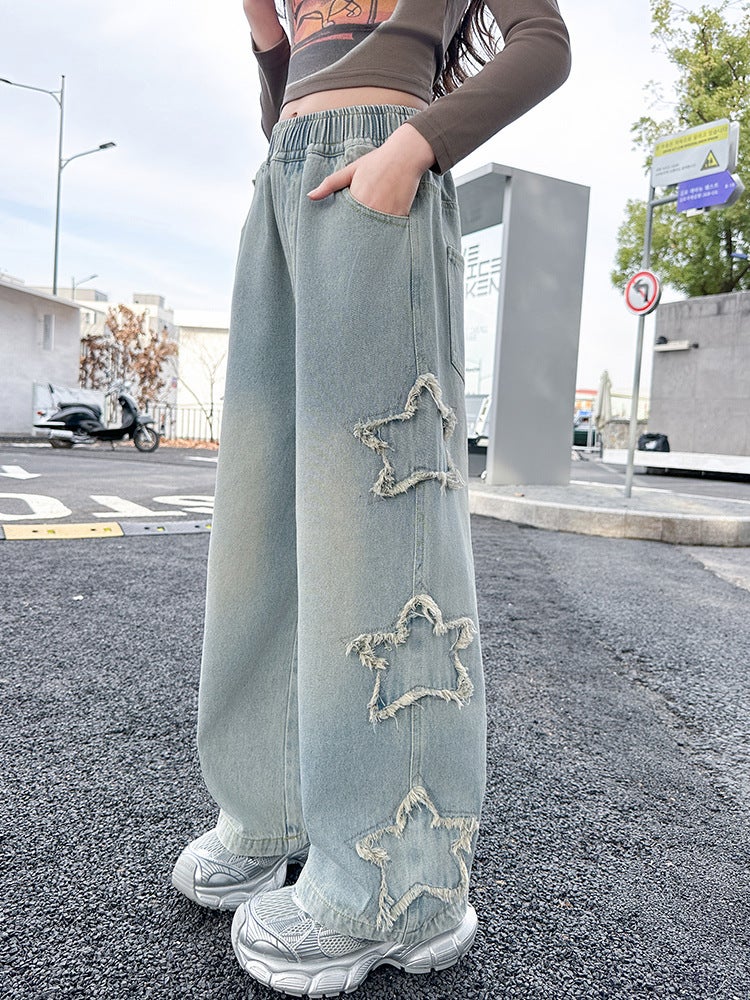 Girls' Jeans Arrival Casual Pants Children'S Straight Pants Girls' Styline Street-Fried Wide-Leg Pants - Image 5