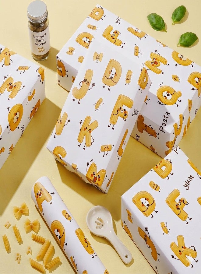 Liobelon Alphabet Pasta Wrapping Paper Roll, Cute Cartoon Letter Gift Wrap - Image 2