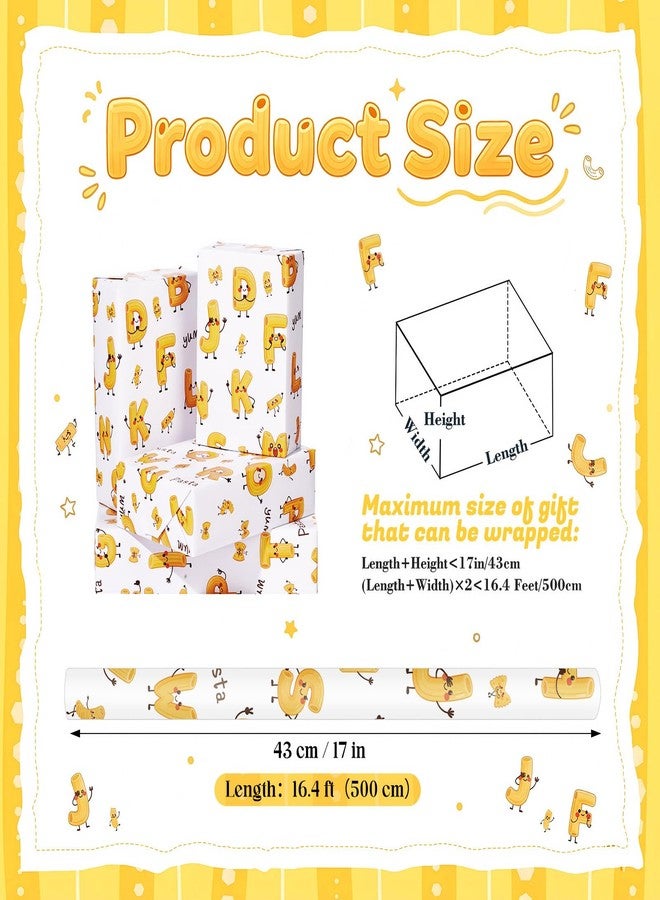 Liobelon Alphabet Pasta Wrapping Paper Roll, Cute Cartoon Letter Gift Wrap - Image 5
