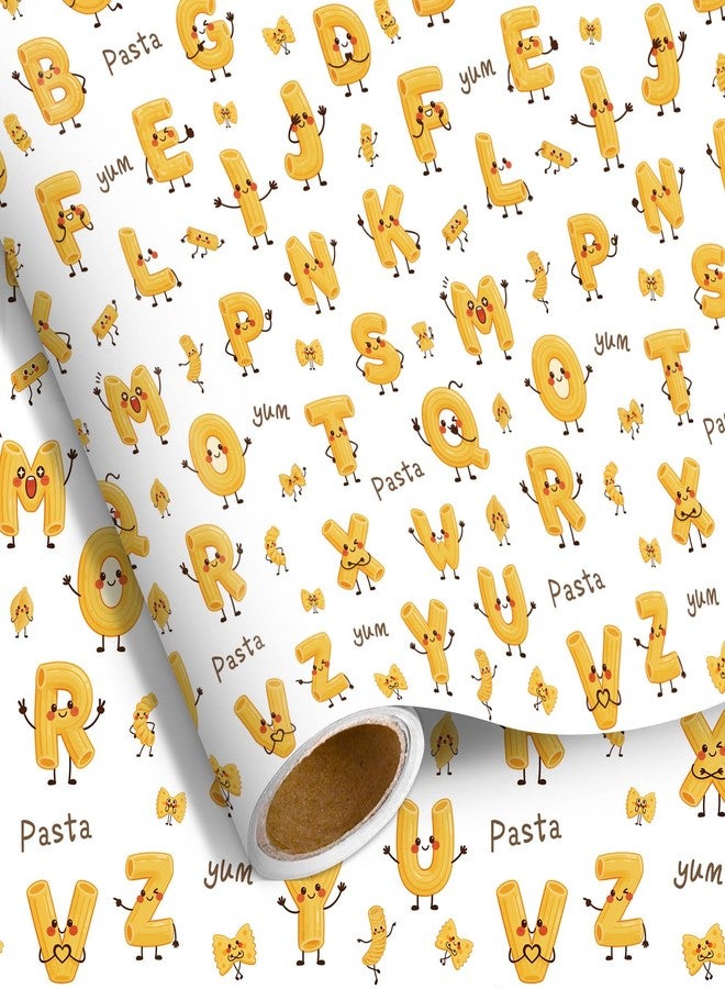 Liobelon Alphabet Pasta Wrapping Paper Roll, Cute Cartoon Letter Gift Wrap - Image 1