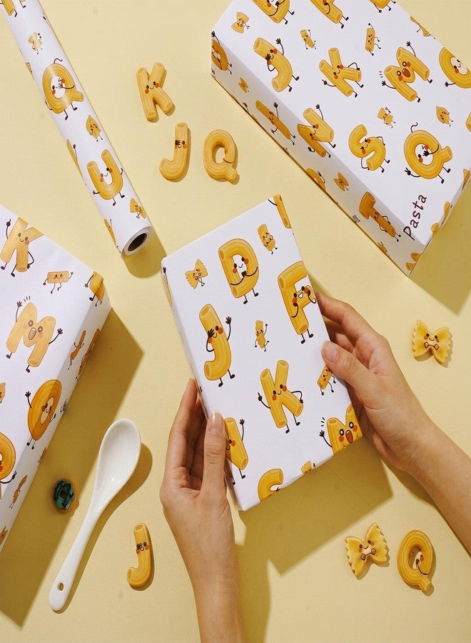 Liobelon Alphabet Pasta Wrapping Paper Roll, Cute Cartoon Letter Gift Wrap - Image 4