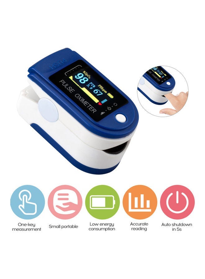 TFT Display Fingertip Oximeter B-lood Oxygen Pulse Rate Monitor Portable Family Travel Oximeter Blue - Image 2