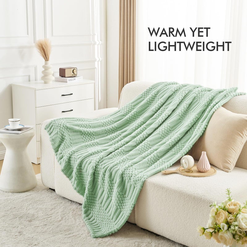 lifein Green Throw Blanket for Couch - Soft Boho Bed Throw Blanket  Fleece Cozy Blanket  Cute Fluffy Lightweight Blankets&Throws for Sofa Chair Home Decor Woman(50x60 Sage Green) - Image 3