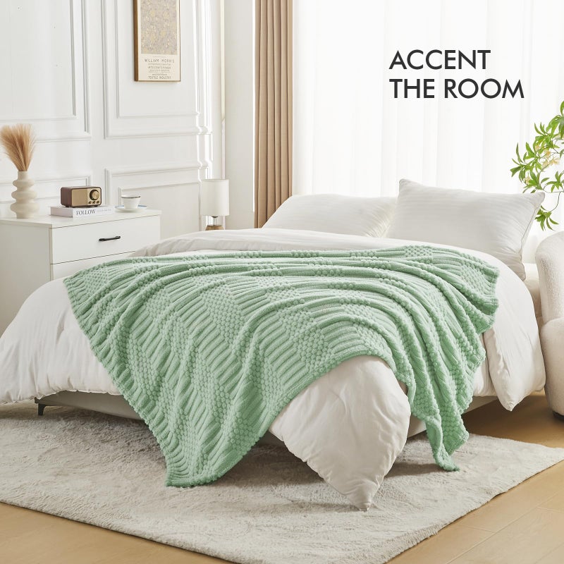 lifein Green Throw Blanket for Couch - Soft Boho Bed Throw Blanket  Fleece Cozy Blanket  Cute Fluffy Lightweight Blankets&Throws for Sofa Chair Home Decor Woman(50x60 Sage Green) - Image 4