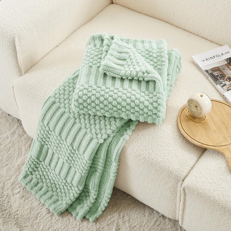 lifein Green Throw Blanket for Couch - Soft Boho Bed Throw Blanket  Fleece Cozy Blanket  Cute Fluffy Lightweight Blankets&Throws for Sofa Chair Home Decor Woman(50x60 Sage Green) - Image 2