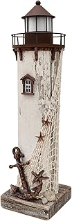 Attraction Design Attraction Design Wooden Lighthouse Decor with Light, Decorative Nautical Lighthouse Nightlight Rustic Ocean Sea Beach  - Image 1