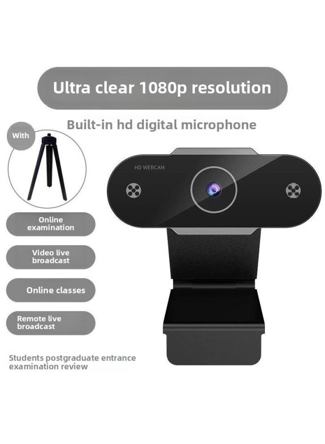 Computer Camera Desktop Home Notebook USB External Live HD With Microphone Microphone Integrated External-Color:Upgraded Version-black★Full Hd 1080p 【autofocus + Built-in Microphone】 Comes With Triangular Stand - Image 1