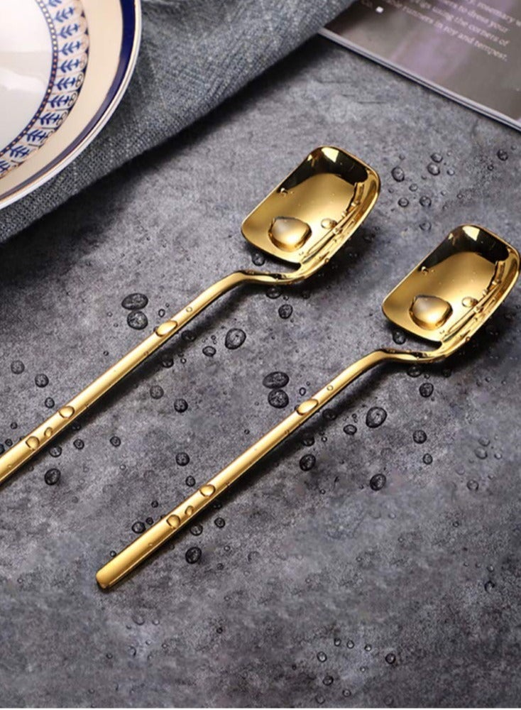 Excefore Espresso Spoons, Set of 6 Premium Food Grade Stainless Steel Small Spoons Gold Teaspoons Espresso Spoons Mini Spoons for Tasting, Sugar, Tea, Ice Cream - Image 2