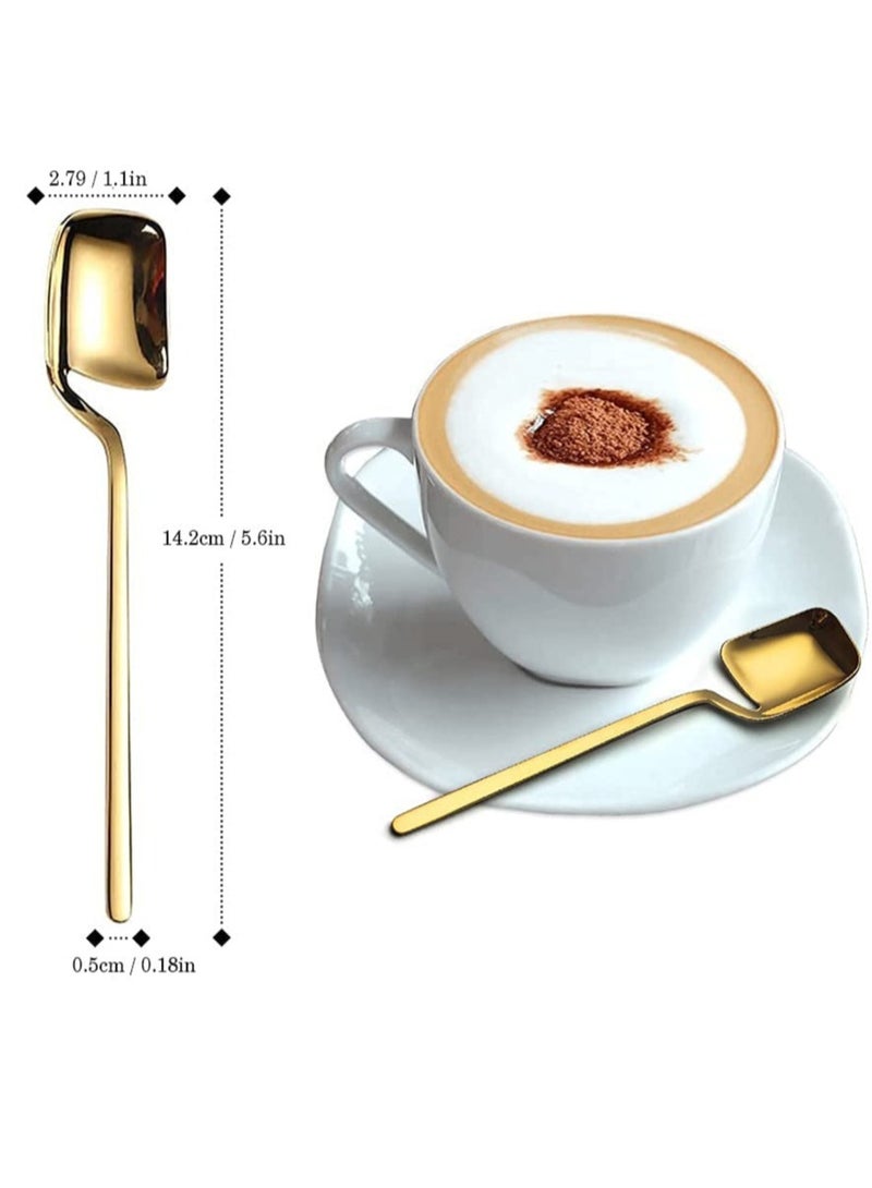 Excefore Espresso Spoons, Set of 6 Premium Food Grade Stainless Steel Small Spoons Gold Teaspoons Espresso Spoons Mini Spoons for Tasting, Sugar, Tea, Ice Cream - Image 3