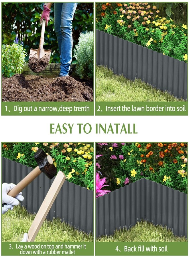 RRG Metal Garden Edging Border, Corrugated Steel Landscaping, DIY for Lawn (Black, 6 Inch x 20FT) - Image 4