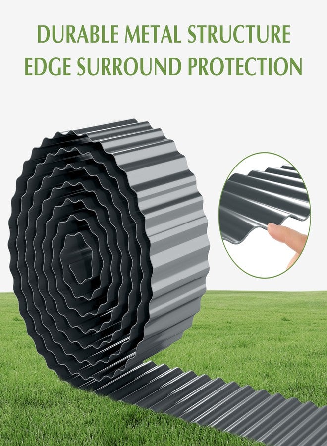 RRG Metal Garden Edging Border, Corrugated Steel Landscaping, DIY for Lawn (Black, 6 Inch x 20FT) - Image 3