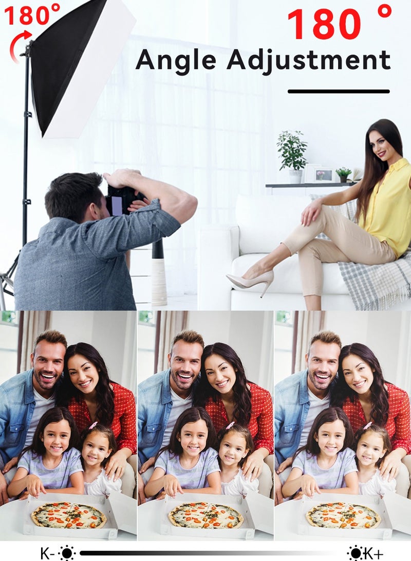 LEOKOR Photography Softbox Lighting Kit, Professional Studio Lighting Equipment with 3 Colors Bulbs Soft Boxes and Carry Bag, 50*70CM Continuous Lighting System for Photography/Video Recording/Live Streaming/Portraits Shooting - Image 2