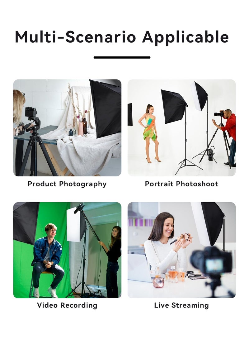 LEOKOR Photography Softbox Lighting Kit, Professional Studio Lighting Equipment with 3 Colors Bulbs Soft Boxes and Carry Bag, 50*70CM Continuous Lighting System for Photography/Video Recording/Live Streaming/Portraits Shooting - Image 4