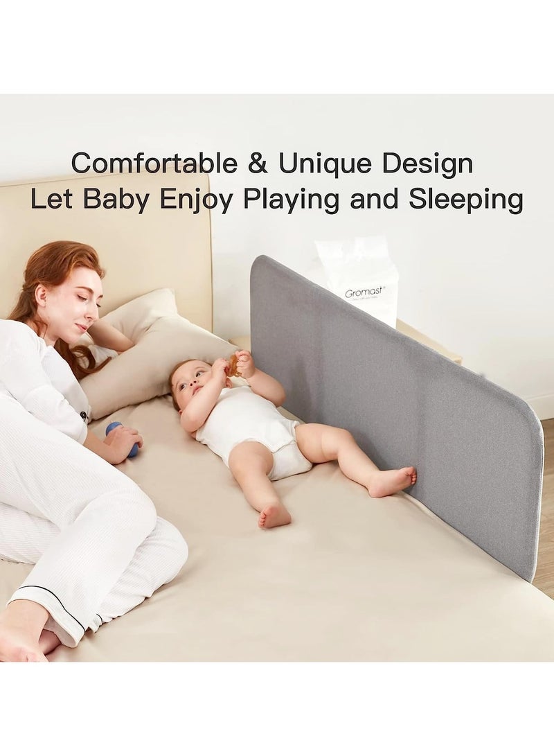 1 Pack Foldable Crib Rail Guard for Kids 120*40CM Adjustable Universal Toddler Bed Rails, Baby Falling Protector Fence Crib Bed Guard for Twin Full Size Queen u0026 King Beds Grey - Image 2