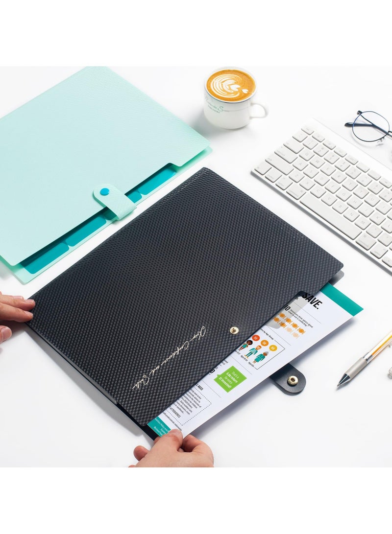 Accordion File Organizer, 8 Pocket Expanding File Folder with Labels, Letter Size Folders for Documents, Portable Paper Bill Receipt Organizer for Home School Office Supplies, Black - Image 2