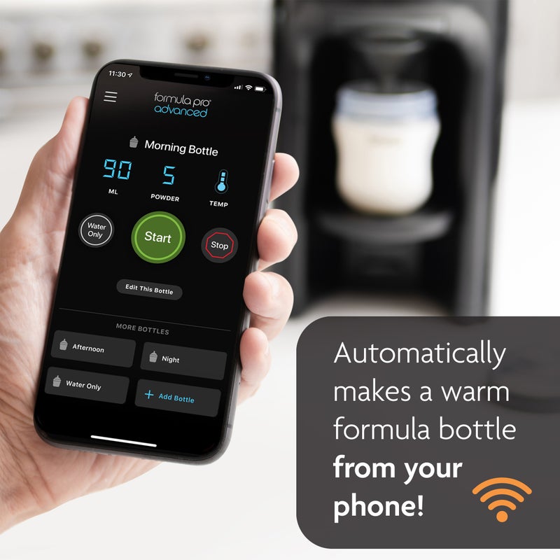 Baby Brezza Formula Pro Advanced WiFi Formula Dispenser - Automatically Mix a Warm Formula Bottle From Your Phone Instantly – Easily Make Bottle With Automatic Powder Blending Machine, Black - Image 3