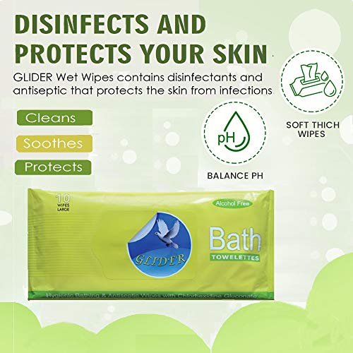 Glider Bed Bath Wipes, Enriched with Aloe Vera and Vitamin E(Pack of 6 (60 Wipes) - Image 3