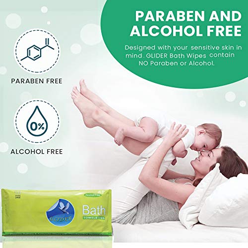 Glider Bed Bath Wipes, Enriched with Aloe Vera and Vitamin E(Pack of 6 (60 Wipes) - Image 4