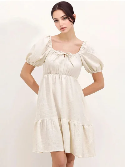 BIG DART BDART Square Neck A-Form Mini Dress with Bow