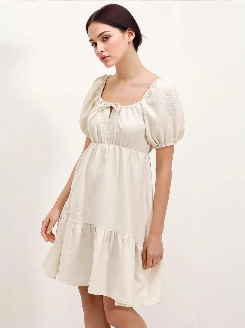 BIG DART BDART Square Neck A-Form Mini Dress with Bow