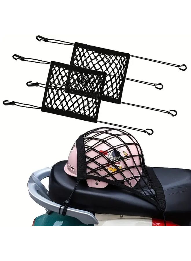 Black Double Layer Motorbike Cargo Net with Helmet Holder Storage Bag - Image 5