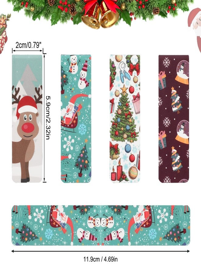 MWOOT 30Pcs Christmas Magnetic Bookmarks, Snowman Magnet Reading Book Marks Set, Double-Sided Cute Page Clips, Book Markers in Bulk for Kids Students Home School Stationery Supplies(15 Styles, 6x2CM) - Image 3