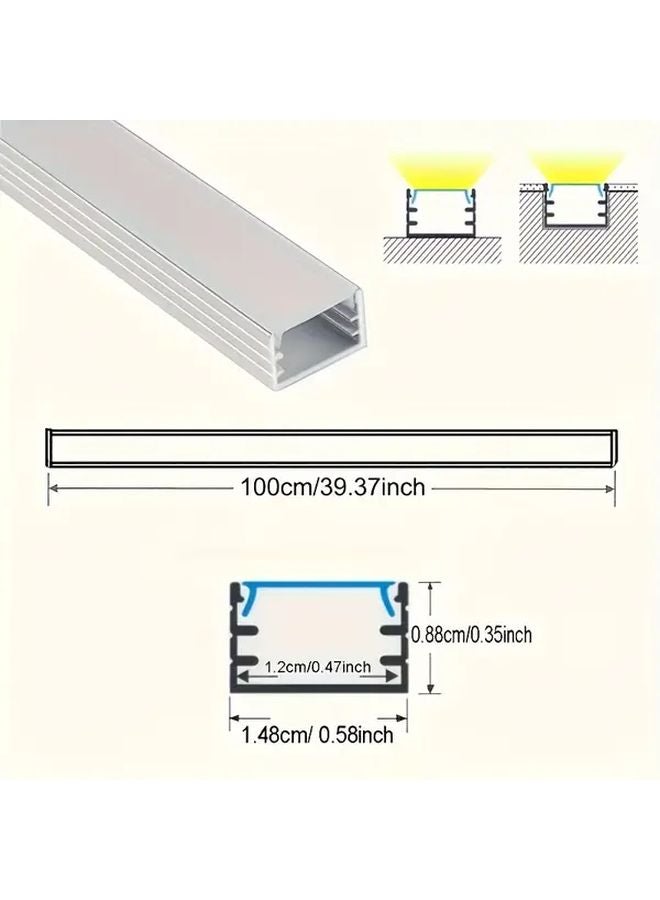 12Pcs Silver Aluminum LED Channel System 100cm With White Diffuser Cover - Image 4