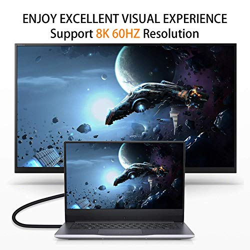 Poyiccot 8K HDMI Extension Cable, Short HDMI 90 Degree Down Angle Male to Female HDMI 2.1 Cable 48Gbps with 8K 60Hz Video and 3D HDR for TV/Xbox /PS4 /PS5 (Down M/F), 0.5feet - Image 3