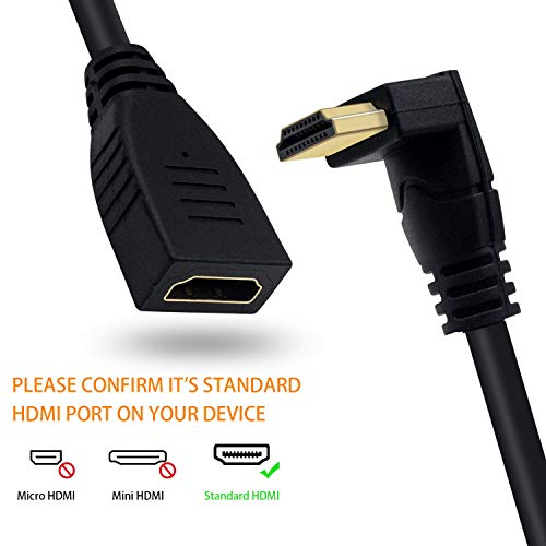 Poyiccot 8K HDMI Extension Cable, Short HDMI 90 Degree Down Angle Male to Female HDMI 2.1 Cable 48Gbps with 8K 60Hz Video and 3D HDR for TV/Xbox /PS4 /PS5 (Down M/F), 0.5feet - Image 4